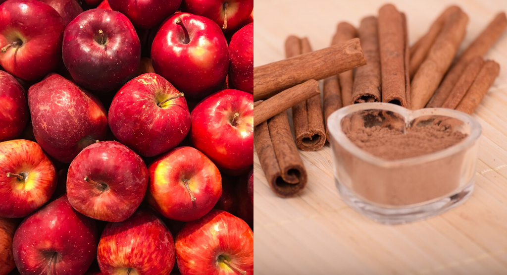 Alimentos saudáveis maçã e canela