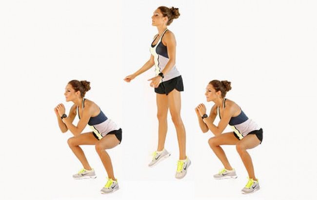 Agachamento com salto para aumentar o bumbum